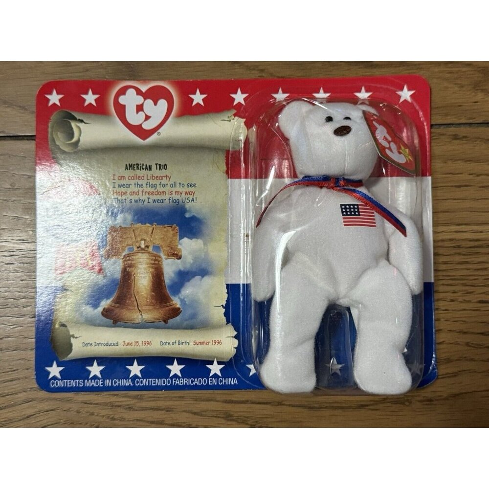 Retired ty McDonald's Beanie Baby "Liberty the Bear" Really Good‎ Condition